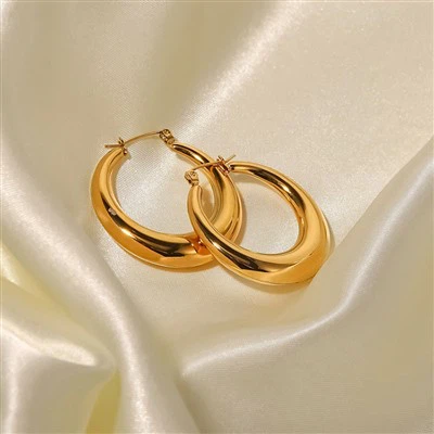 Paslanmaz Çelik Altın Halka Küpeler